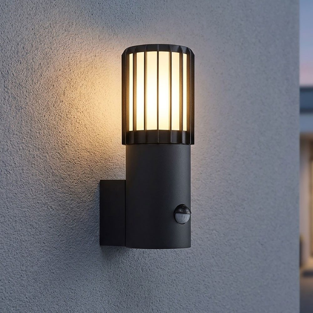 GLOBO LIGHTING Wandleuchte, Leuchtmittel nicht inklusive, LED Außenstehleuchte Wegeleuchte Alu Anthrazit Sensor IP54 H 24 cm