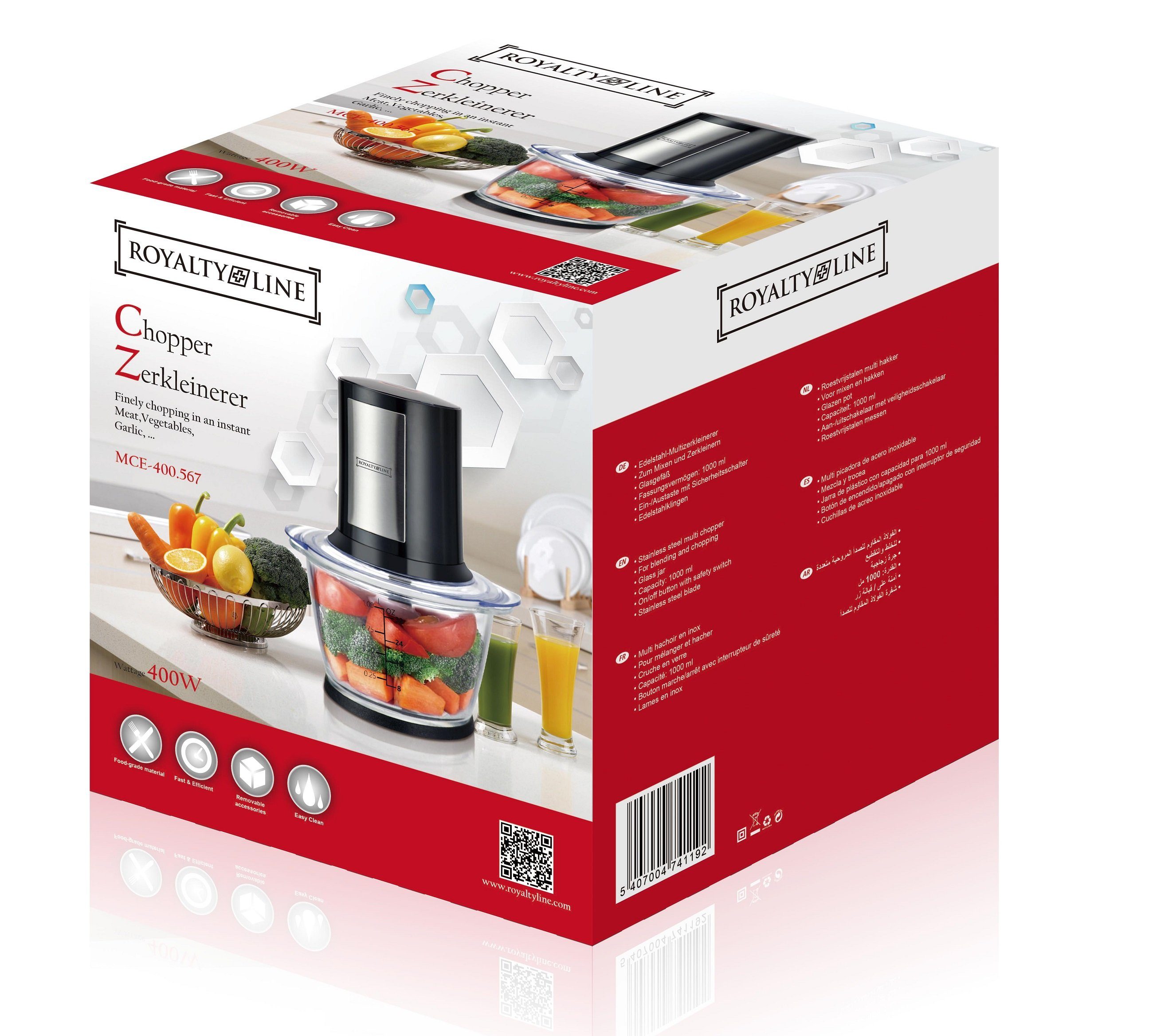 Royalty Line Standmixer Food Processor Zerkleinerer Mixer Küchenmaschine 300W Royalty Line