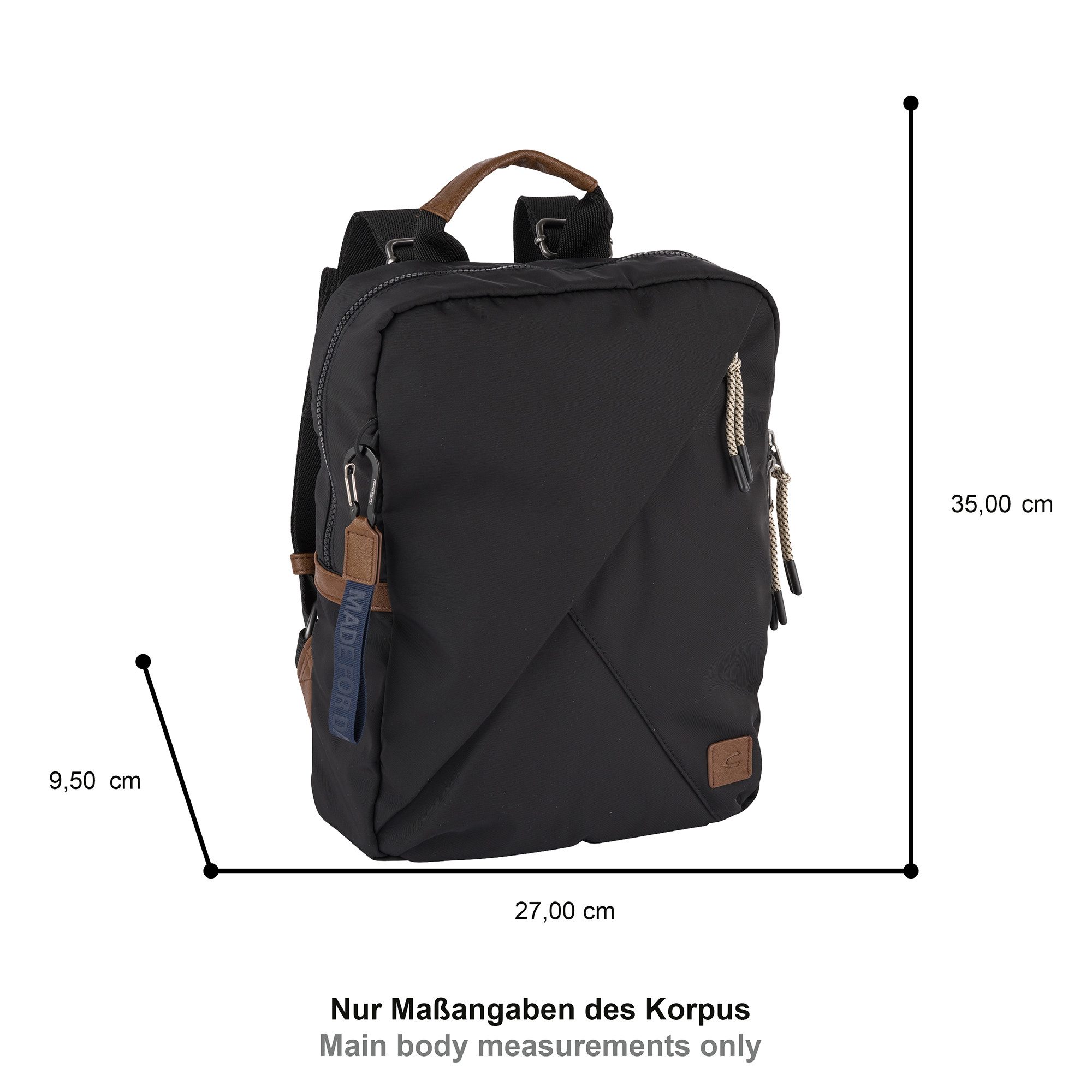 camel active Rucksack Aurum (2-tlg), aus recyceltem Polyester in Nylonstruktur, leicht & mit feinen Details