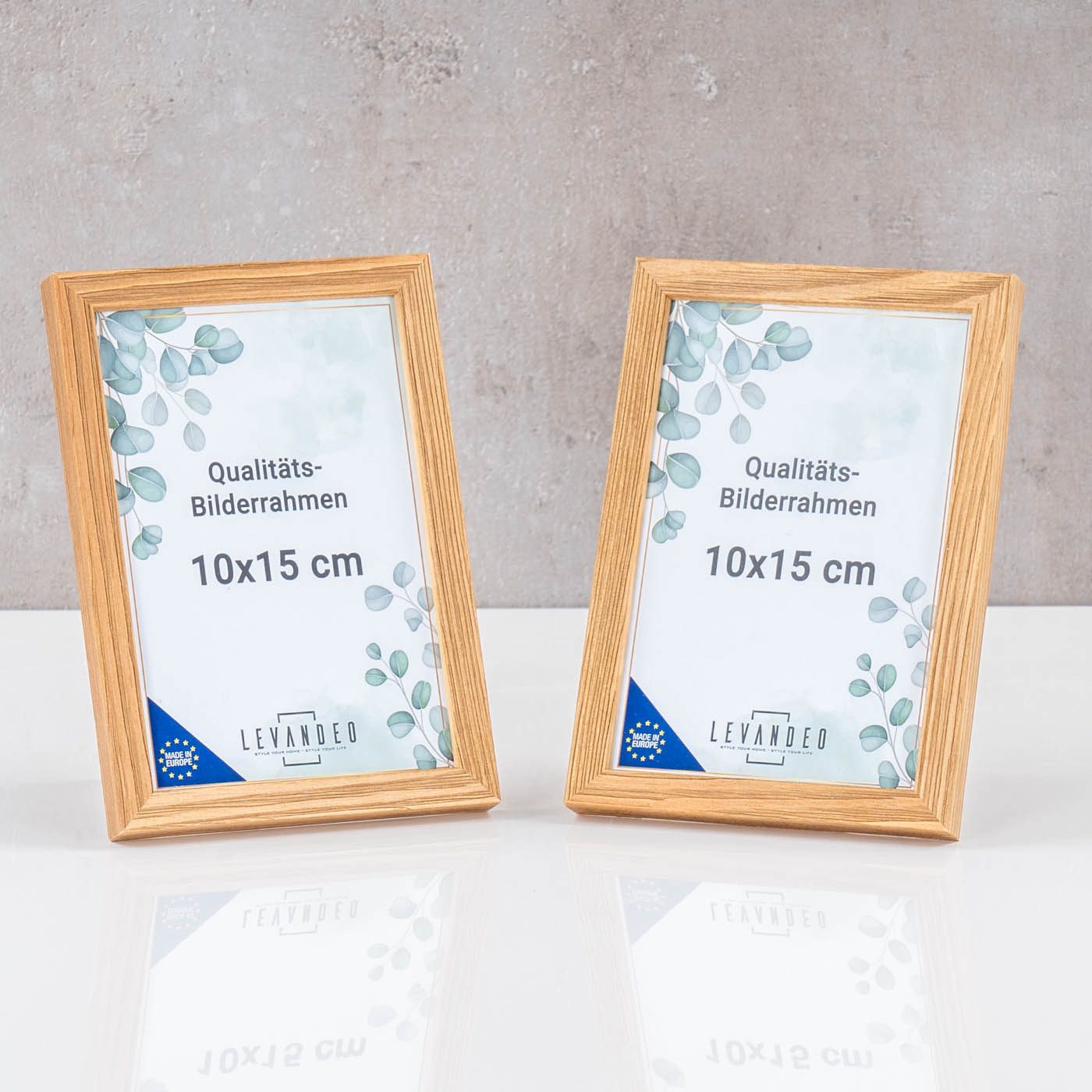 Levandeo® Bilderrahmen, 10er Set Bilderrahmen Echtholz Made in EU 10x15 Nat günstig online kaufen