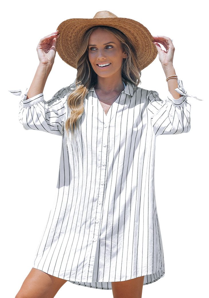 Cupshe Blusentop Gestreiftes Button Down Hemd günstig online kaufen