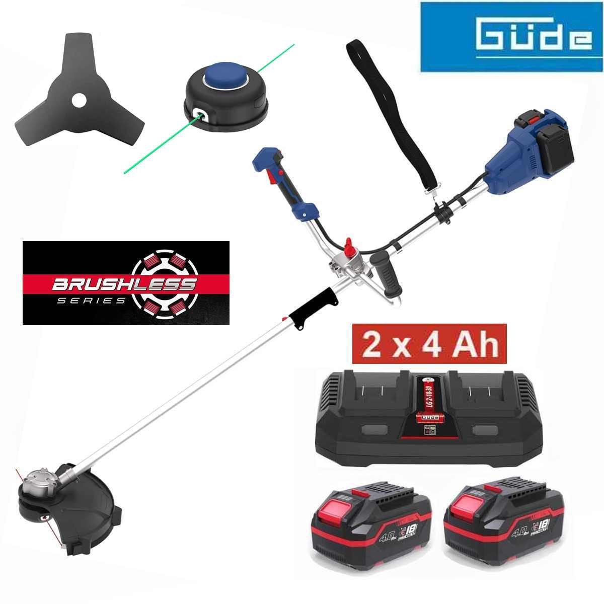 Güde Akku-Rasentrimmer 36V Akku-Freischneider FS 36-0 mit 2 x Akku 4.0 Ah / Doppelladegerät