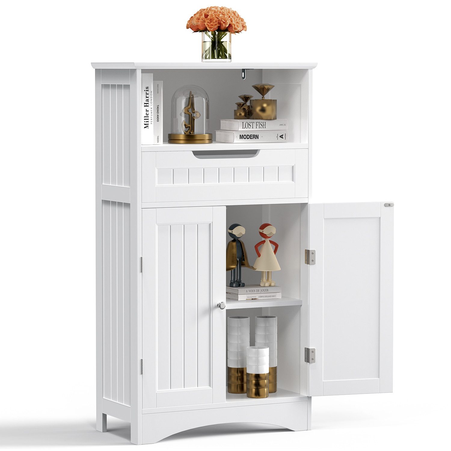 Bealife Badkommode,Kommode fürs Bad Sideboard, mit 2 Schubladen 2 Türen,Weiß