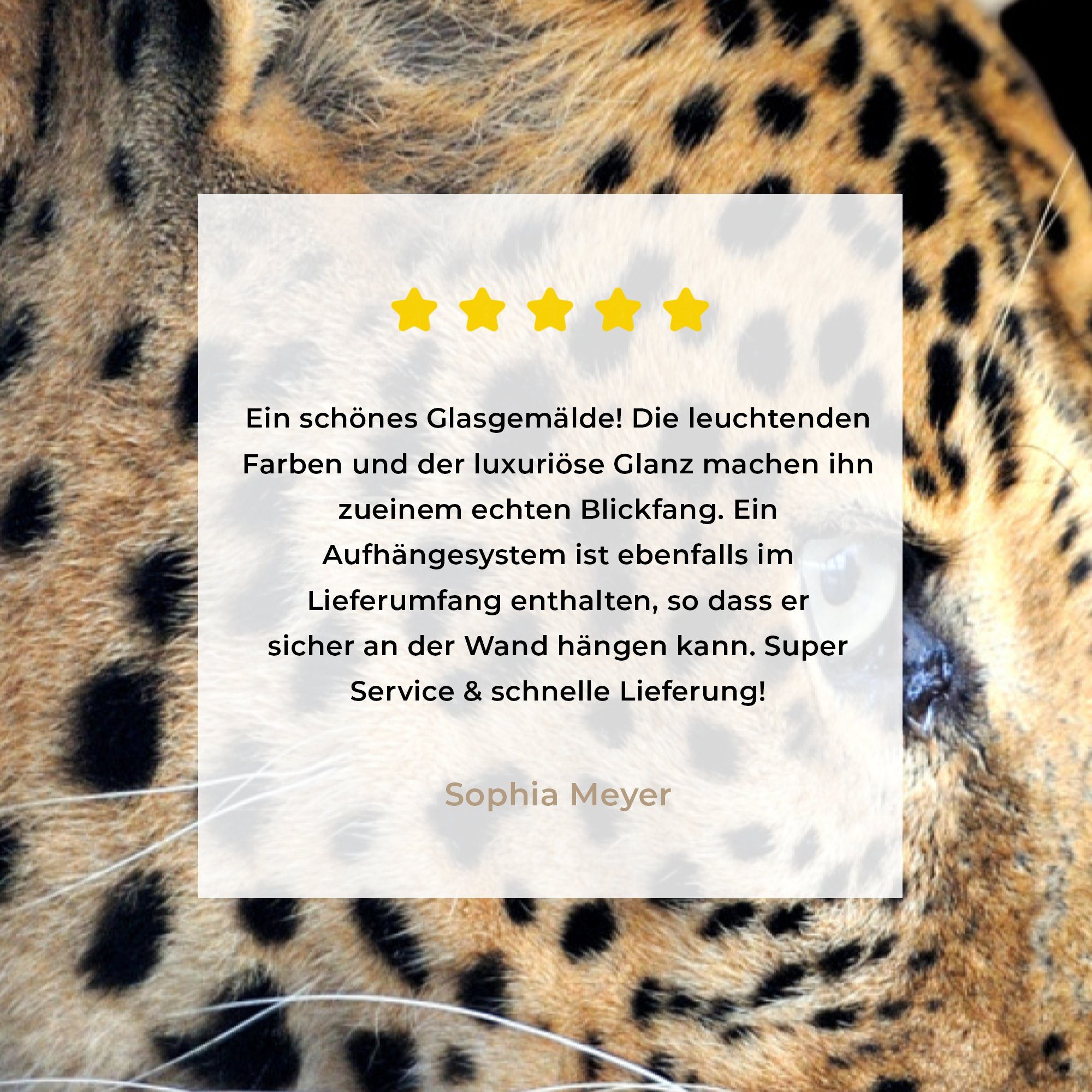 Wandbild MuchoWow Leopard - auf - Glasbilder - St), Wanddekoration - Foto Schwarz (1 - Glas Acrylglasbild Bilder Glas Pelz, auf