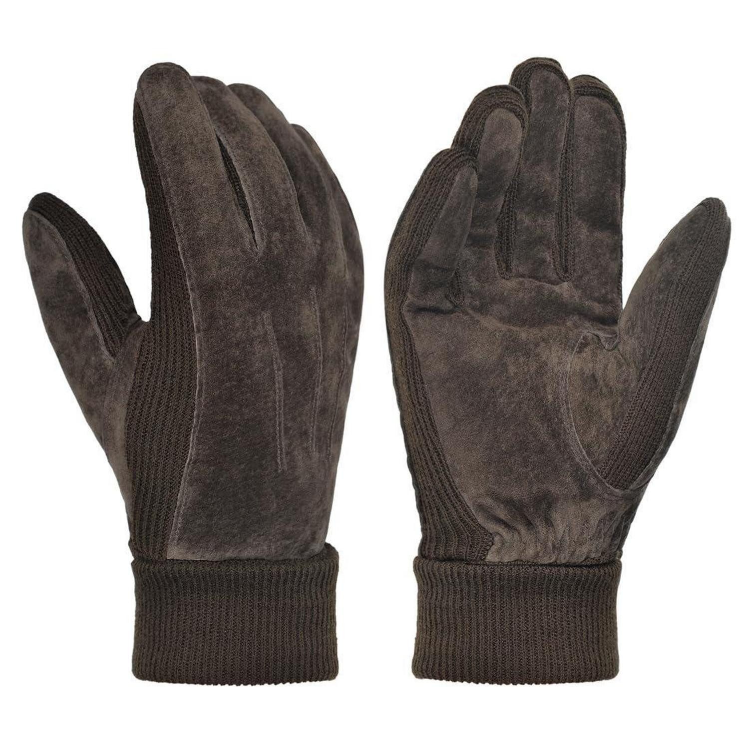 LuxusKollektion Thermohandschuhe Winterhandschuhe Herren Wildleder Fleece Braun (1-St)
