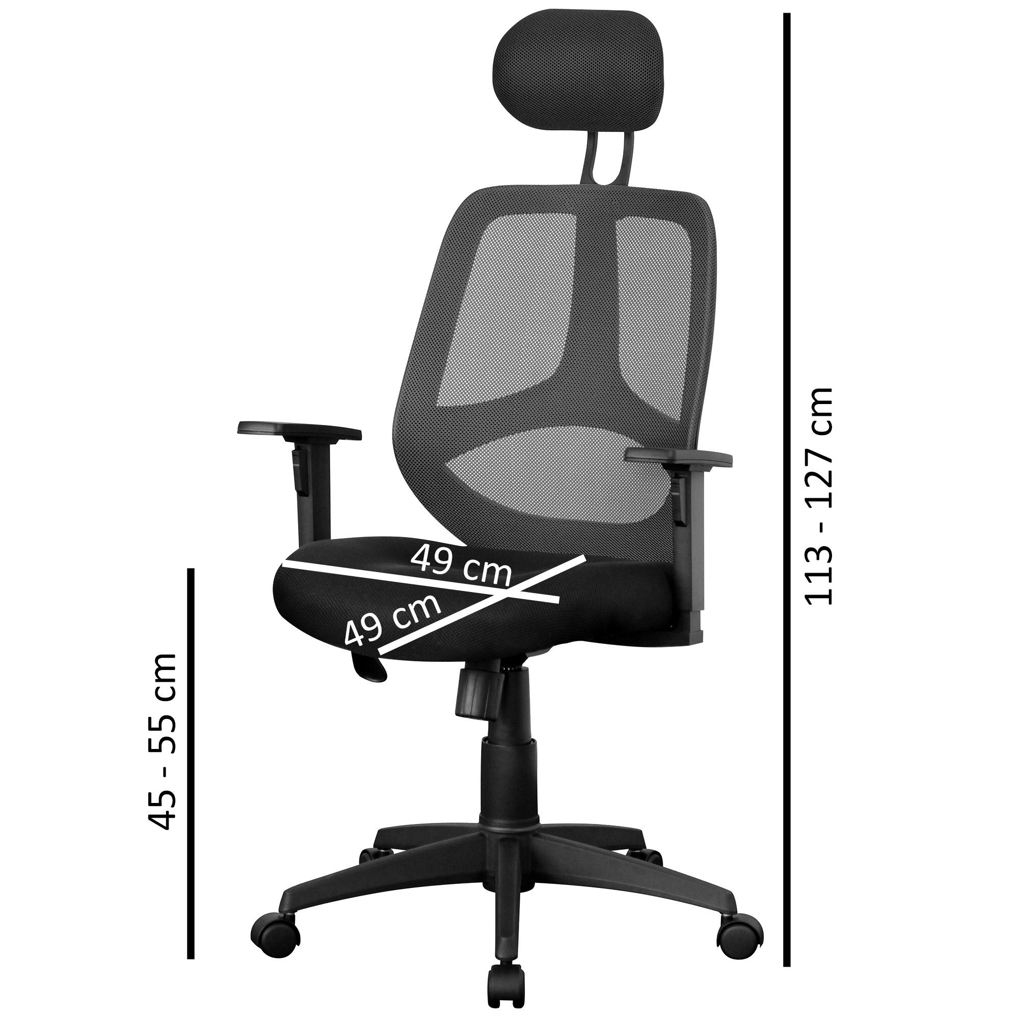 Amstyle Chefsessel Bürostuhl Schwarz Schreibtischstuhl Drehstuhl Sessel Stoff (Bürostuhl XXL 120 kg Modern, Stoff Schwarz), Drehstuhl mit Armlehne, Schreibtischstuhl Drehbar