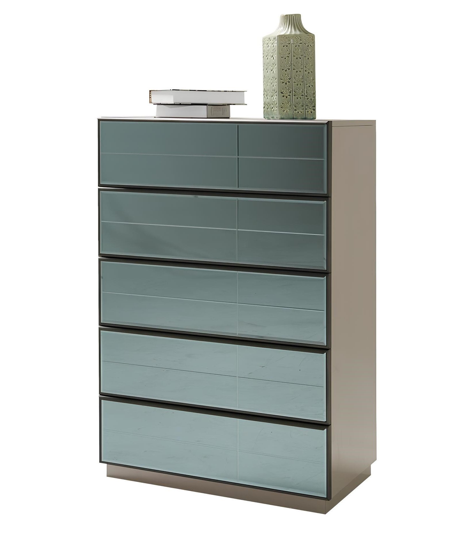 Xlmoebel Kommode Luxus-Kommode mit Spiegelfront und grauem Korpus Sofort (Kommode), Hergestellt in Europa