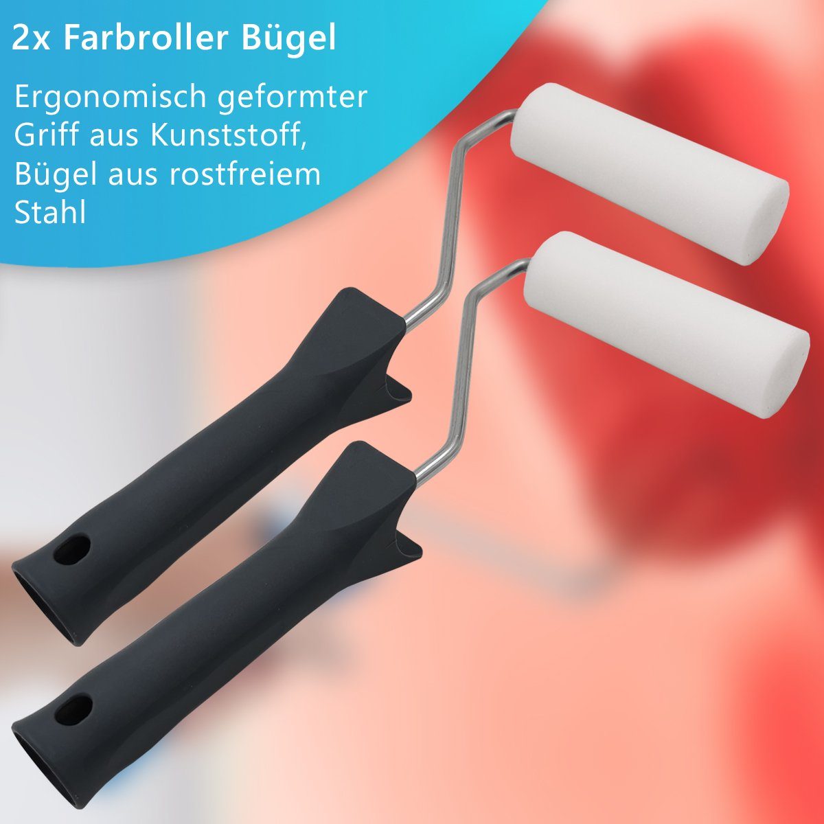 NYVI Malerset Lackierset DIY Essential - Lackier Farbroller Set zum Streichen, (Set, 1-tlg., Farbwanne, Farbroller Bügel, Lackierwalze), 14tlg. Lackier Set Male – Bild 5 von 5