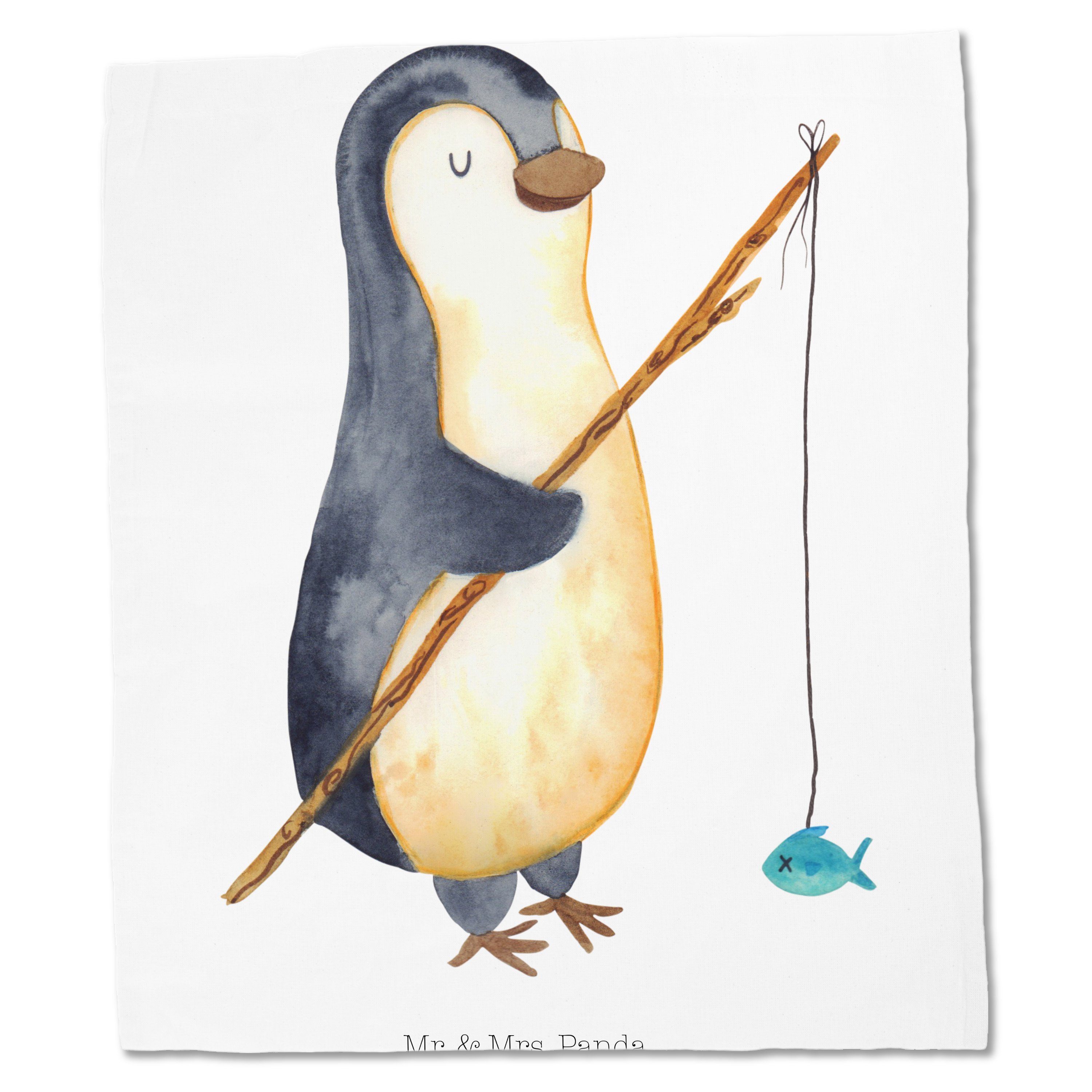 - Angler & - Seev verträumt, Mr. Panda Mrs. (1-tlg) Pinguin Planer, Weiß Jutebeutel, Tragetasche Geschenk,