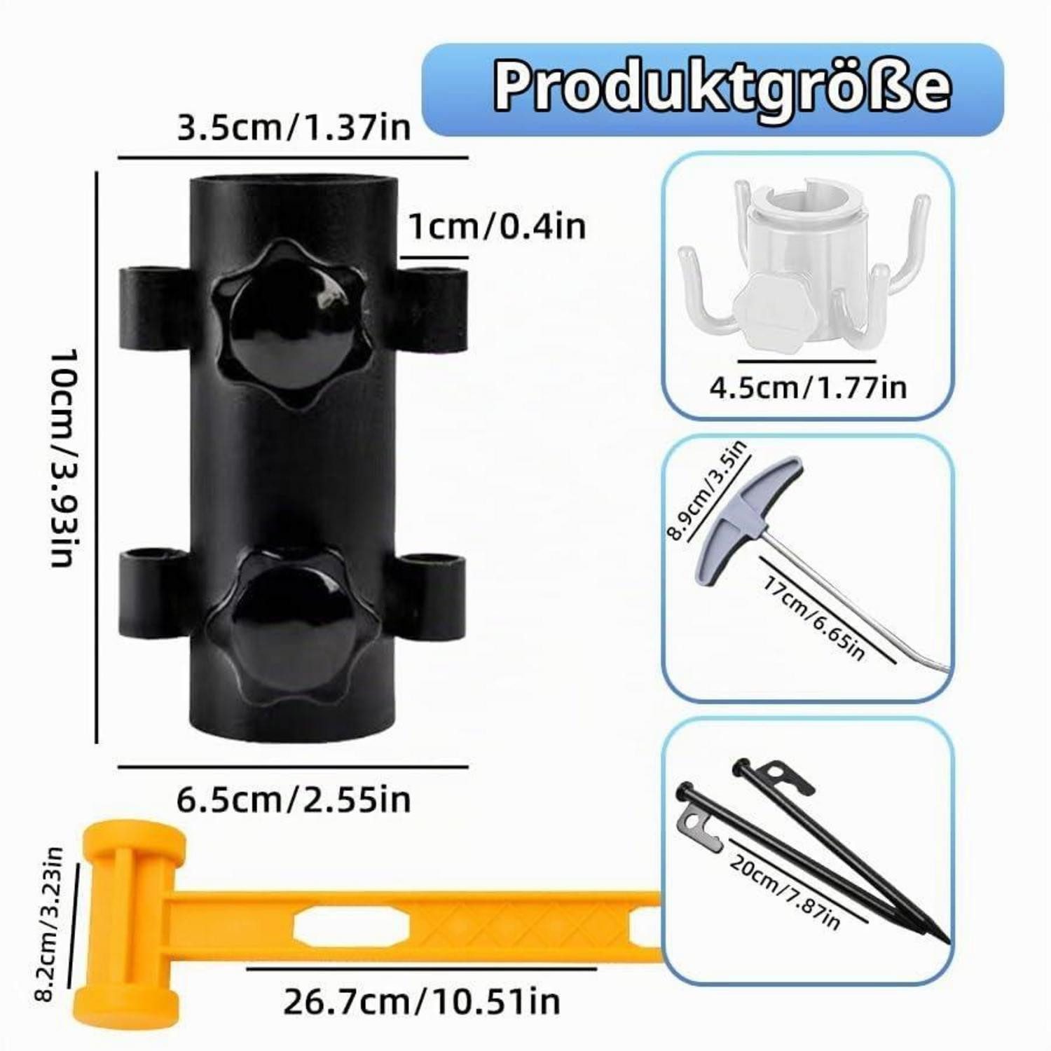 LuxusKollektion Rohrschelle Sonnenschirm-Erdspieß Metall Schwarz, (1-St)