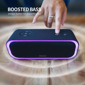 DOSS Stereo Bluetooth-Lautsprecher (Bluetooth, 20 W, 20W, Mehrfarbige Lichter, IPX6 Wasserdicht, 20h Akku, Stereokopplung)
