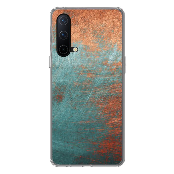 MuchoWow Handyhülle Metall - Rost - Bronze - Blau - Abstrakt - Struktur Phone Case Handyhülle OnePlus Nord CE 5G Silikon Schutzhülle