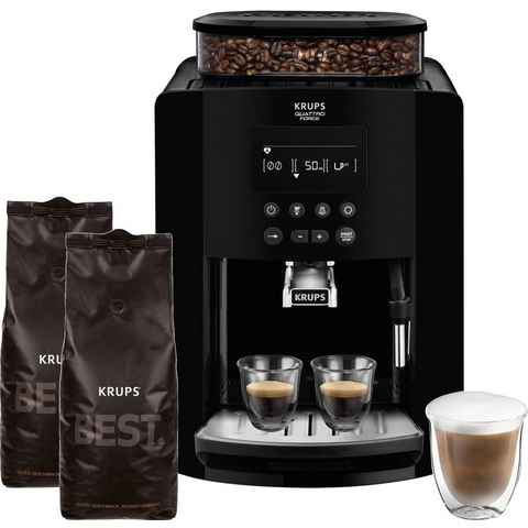 Krups Kaffeevollautomat Arabica + 2Kg Kaffeebohnen Best Crema ZES800, Direktwahltasten für Espresso und Kaffee, 1,7L, 2-Tassen-Funktion
