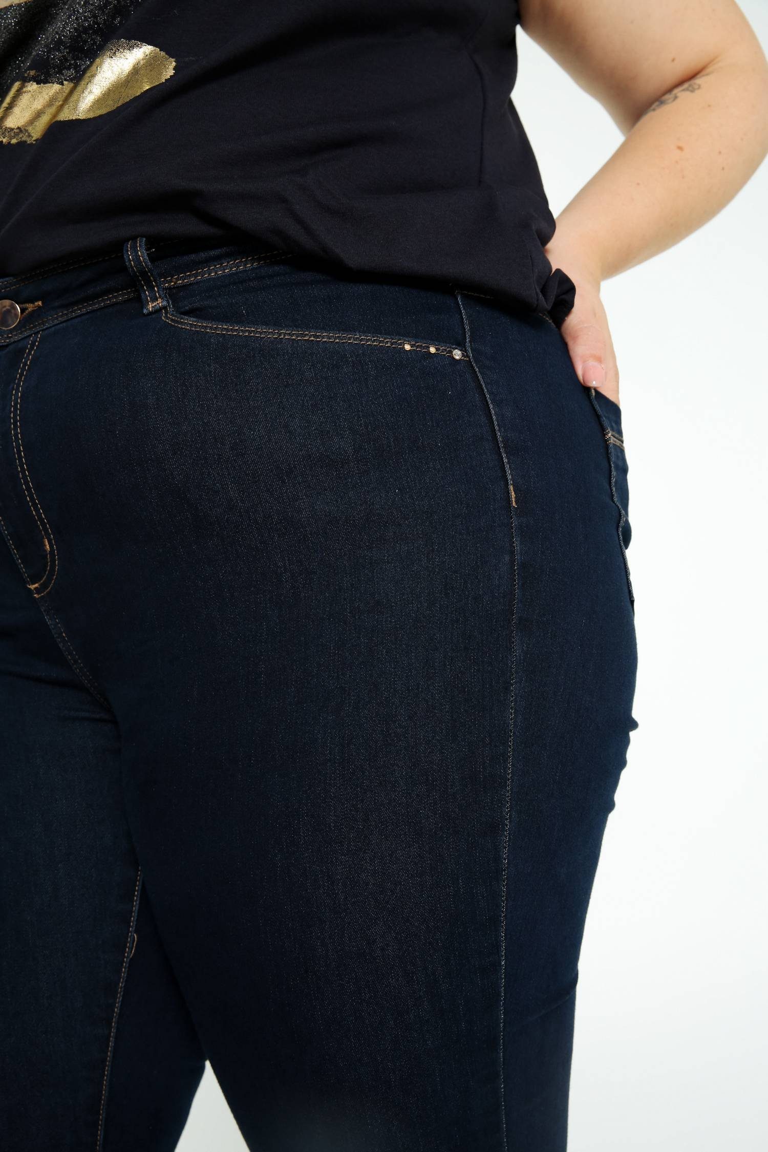 Reißverschluss 5-Pocket-Jeans 7/8-Slim-Fit-Jeans Paprika Unten Mit