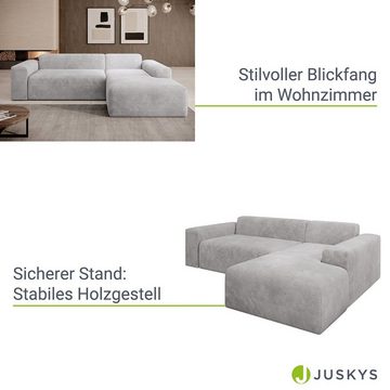 Juskys Ecksofa Vals, modern, L-Form, Stoff, bequem, samtig wie Cord, breiter Sitz