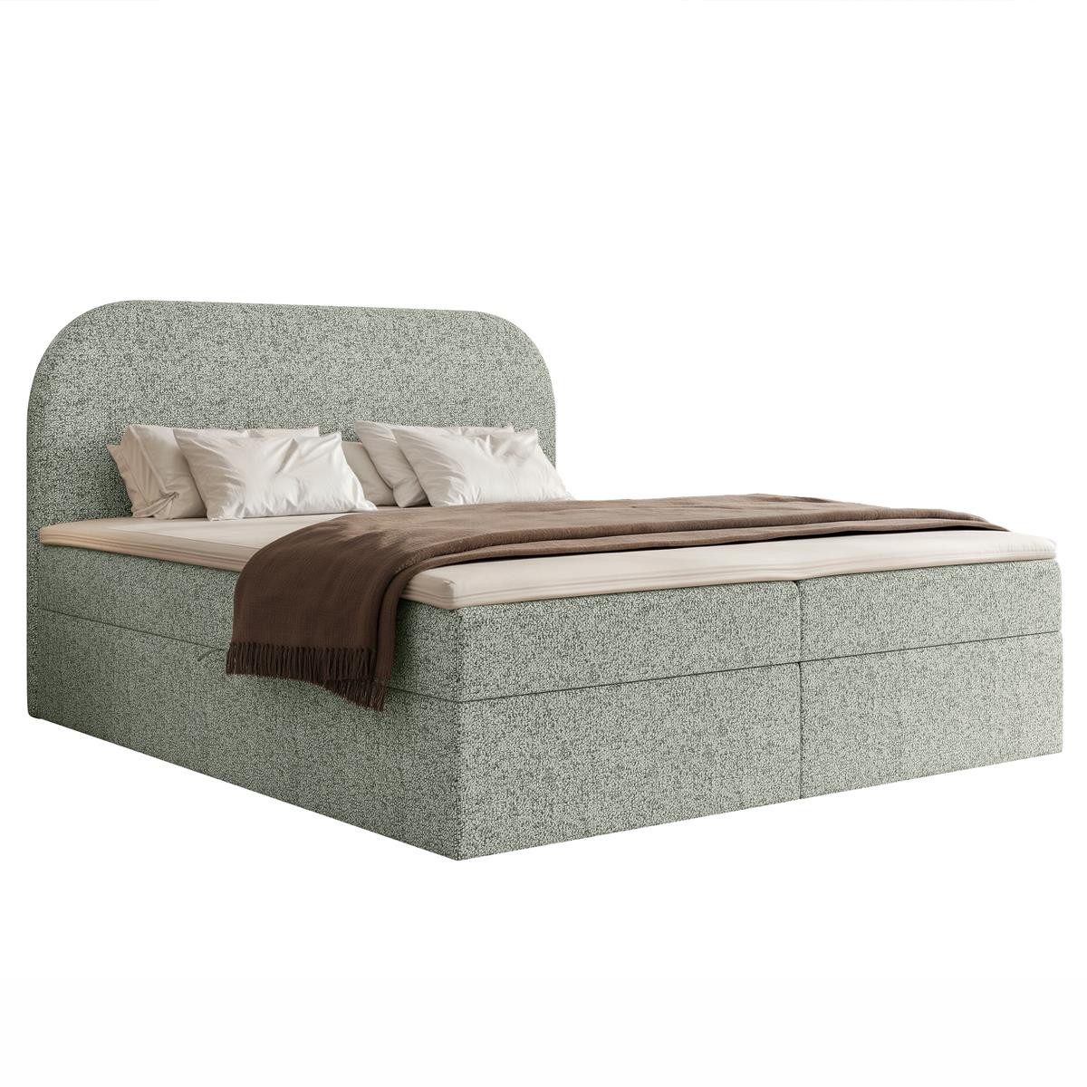 Compleo Boxspringbett Doppelbett, Topper als Option, gepolstertes Kopfteil mit Bettkasten, Zur Auswahl: Bonell oder Taschenfederkern