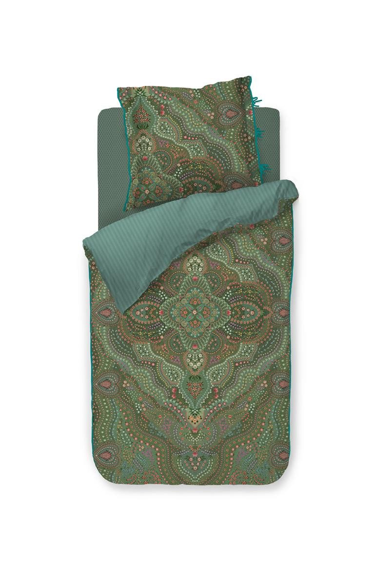 PiP Studio Bettwäsche Bettwäsche DE Alfombra Green 155x220 grün, Baumwolle, 2 teilig, bettwäsche 155x220 baumwolle reißverschluss warm baumwolle bettwäsche
