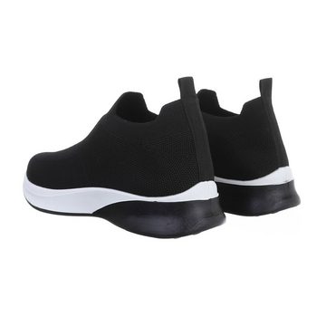 Ital-Design Damen Low-Top Freizeit Sneaker (83031723) Flach Sneakers Low in Schwarz