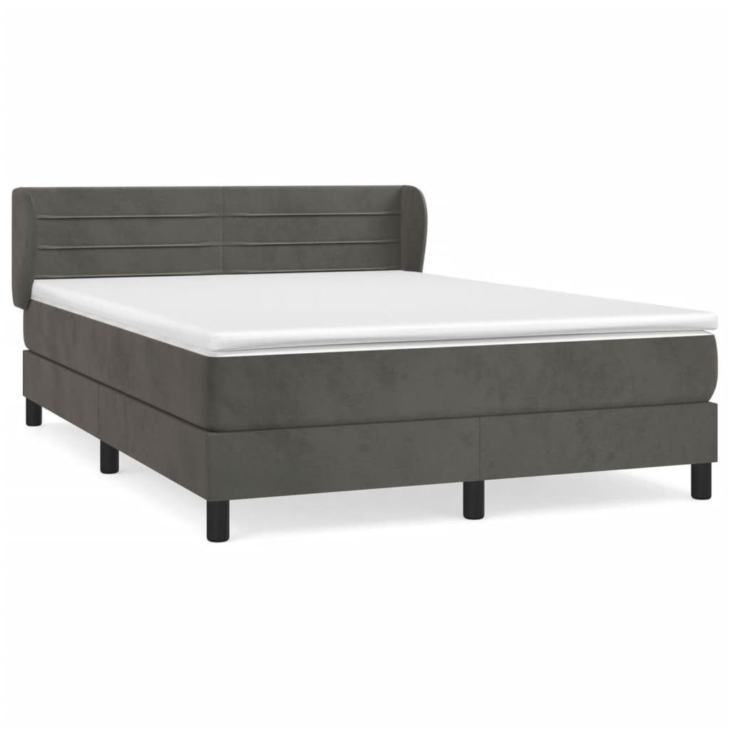 Boxspringbett 140 x 200 cm Boxspringbett mit Matratze Dunkelgrau 140x200 cm Samt Bet