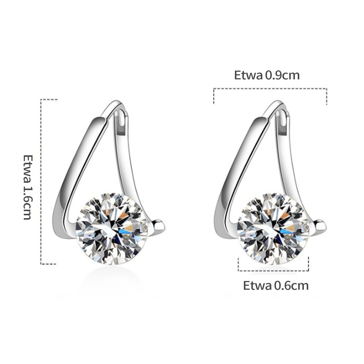 Refttenw Paar Creolen 1 Paar Damen Elegant Strass Ohrringe Schmuck Geschenk, Silber/Gold (inkl. Schmuckbox)