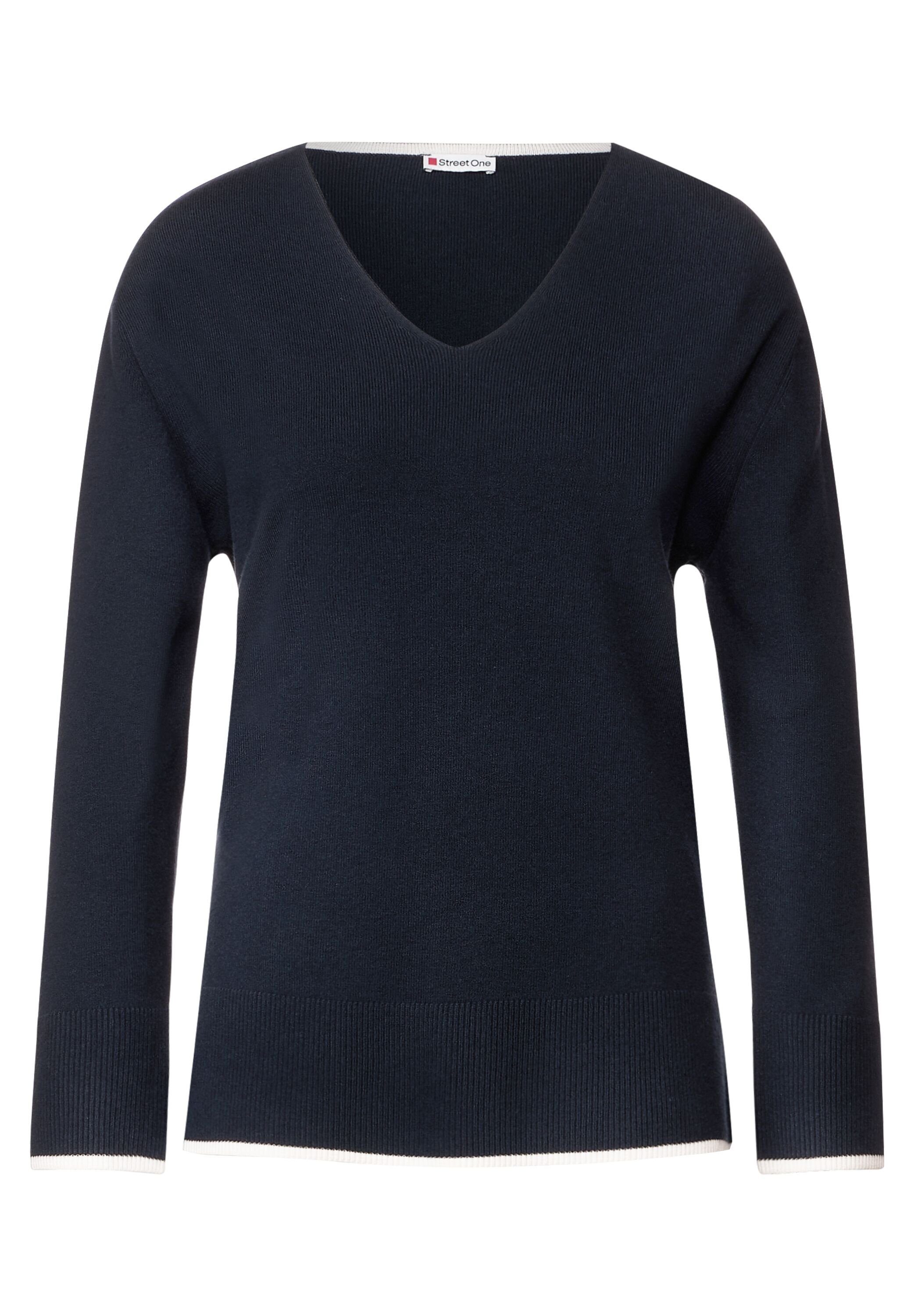 STREET ONE V-Ausschnitt-Pullover Pullover mit V-Ausschnitt deep blue