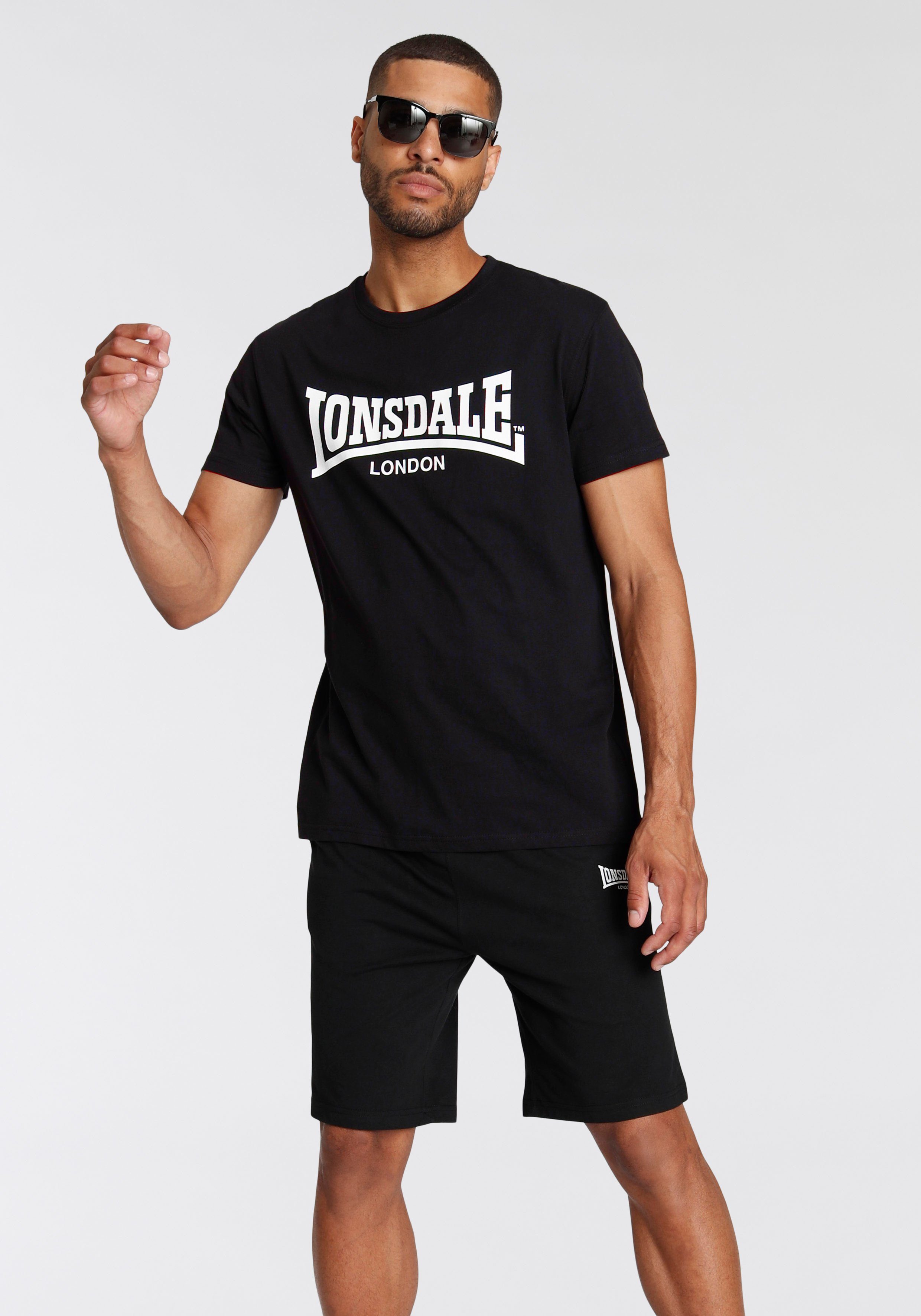 mit Black/White MOY Lonsdale 2-tlg., Freizeitanzug T-Shirt) (Packung,