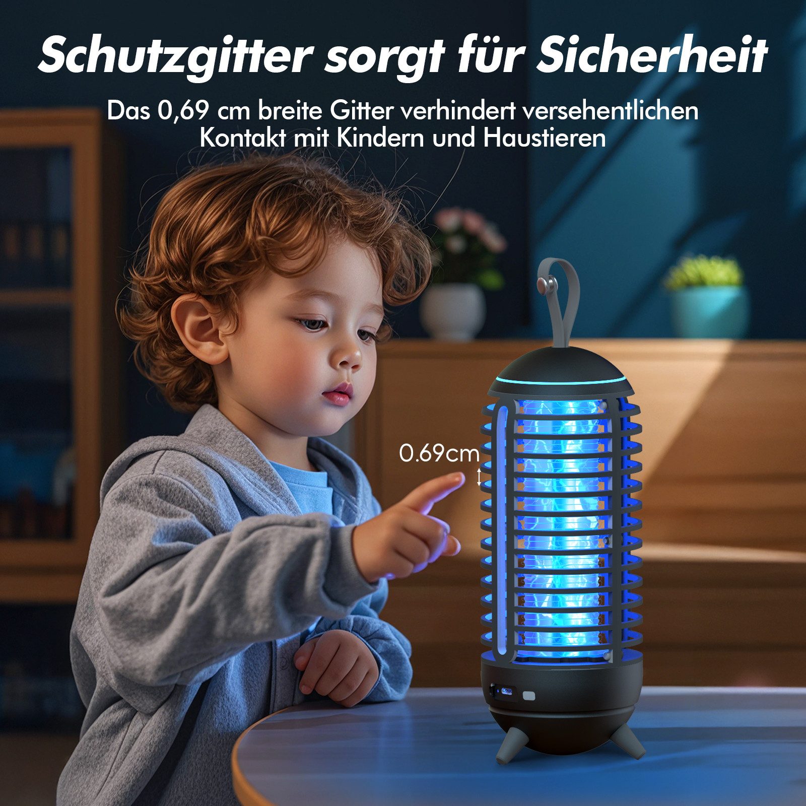 ANYSUN Insektenvernichter Elektrisch, Mückenlampe Mit LED-Licht, 2500mAh Akku Moskito Killer, Fliegenfalle Mückenfalle für Innen, Wasserdicht