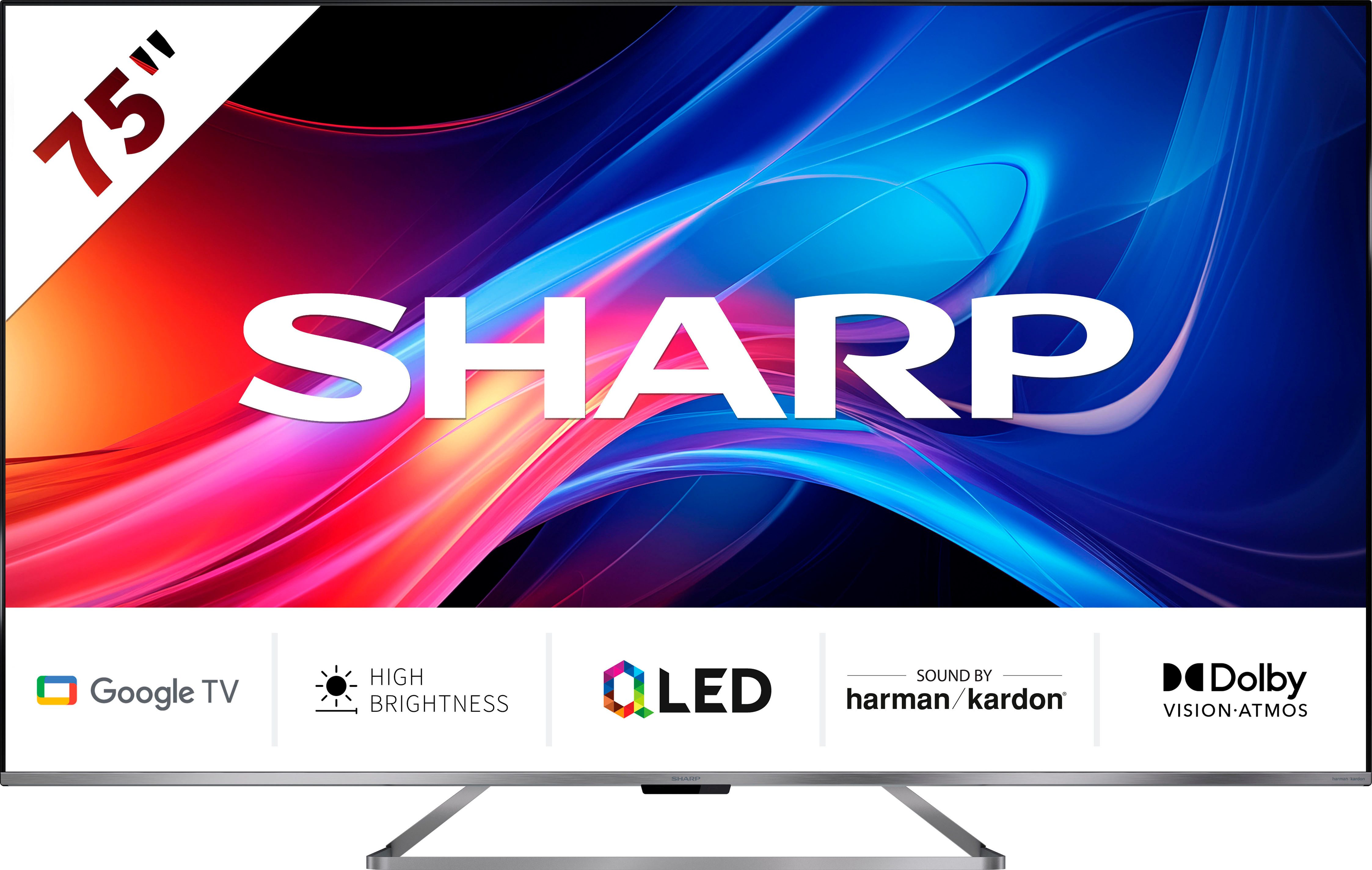 Sharp 4T-C75GP7x QLED-Fernseher (189 cm/75 Zoll, 4K Ultra HD, Google TV, Smart-TV)