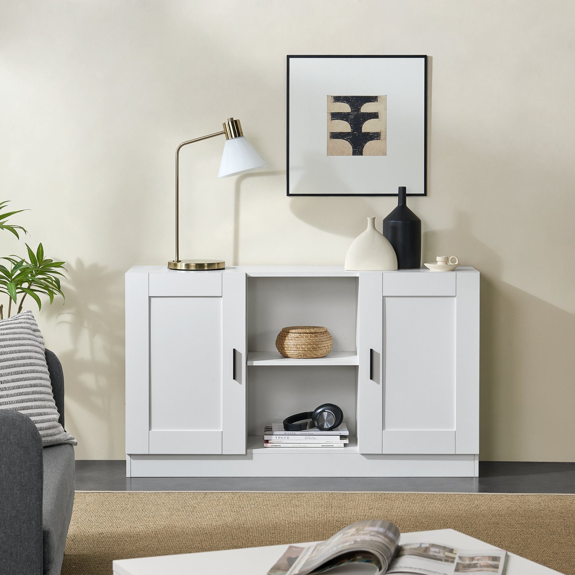 en.casa Sideboard, »Spøttrup« Fernsehtisch 120x30,5x70cm Weiß günstig online kaufen