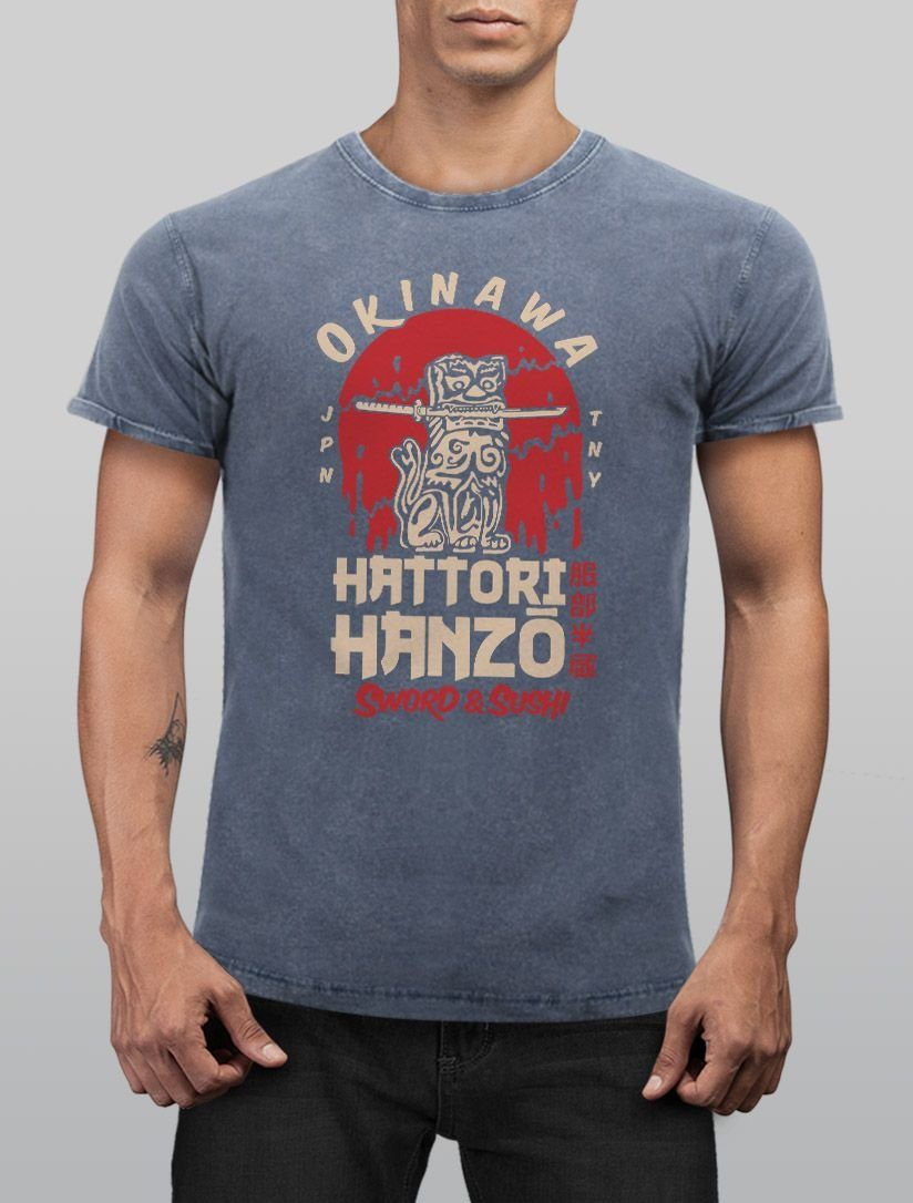 Neverless Print-Shirt Herren Vintage Shirt Hattori günstig online kaufen