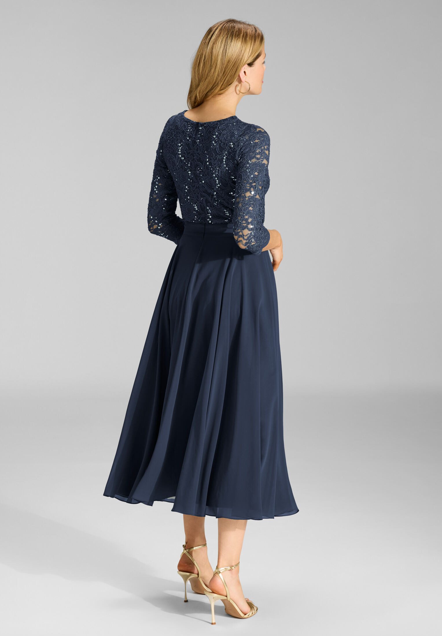 SWING Cocktailkleid - Cocktailkleid aus Material-Mix Taillierte Passform mi günstig online kaufen