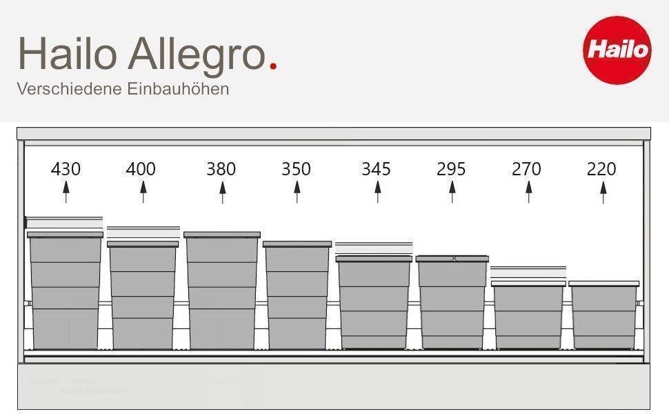 Hailo Einbaumülleimer Hailo Abfallsammler 3301621 Allegro 270 Einsatz 2x 6.5+14 L Dunkelgrau – Bild 3 von 5