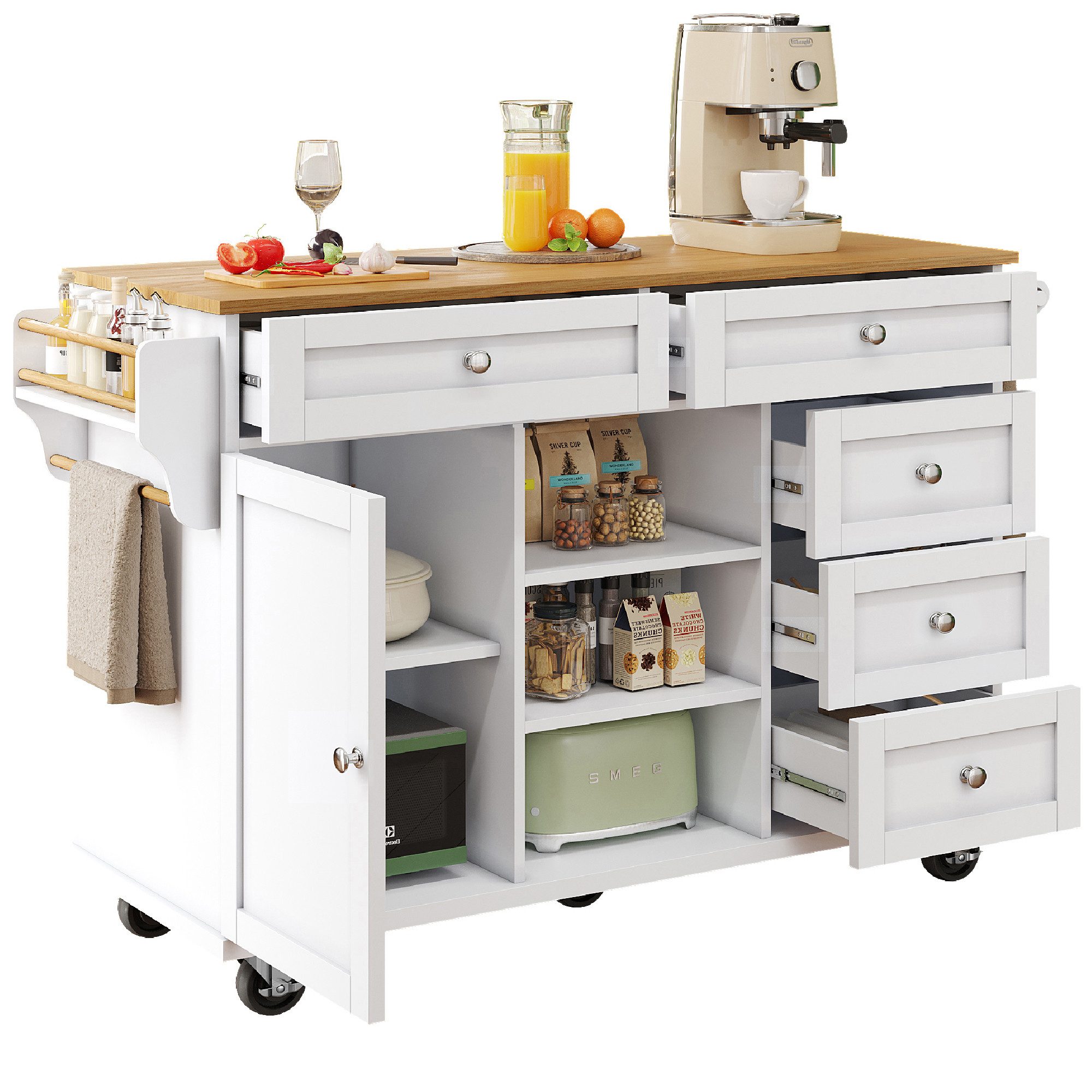 ANYSUN Küchenzeile Servierwagen Küchenwagen Speisewagen Regal, (Set)