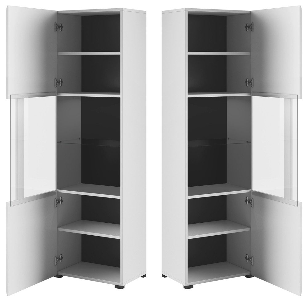 Lomadox Vitrine TURDA-83 weiß modern mit Absetzungen in schwarz, B/H/T: ca. günstig online kaufen