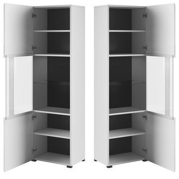 Lomadox Wohnzimmer-Set TURDA-83, (Mega-Spar-Set, 6-St., 6-tlg), weiß mit Absetzungen in schwarz 320/204/50 cm