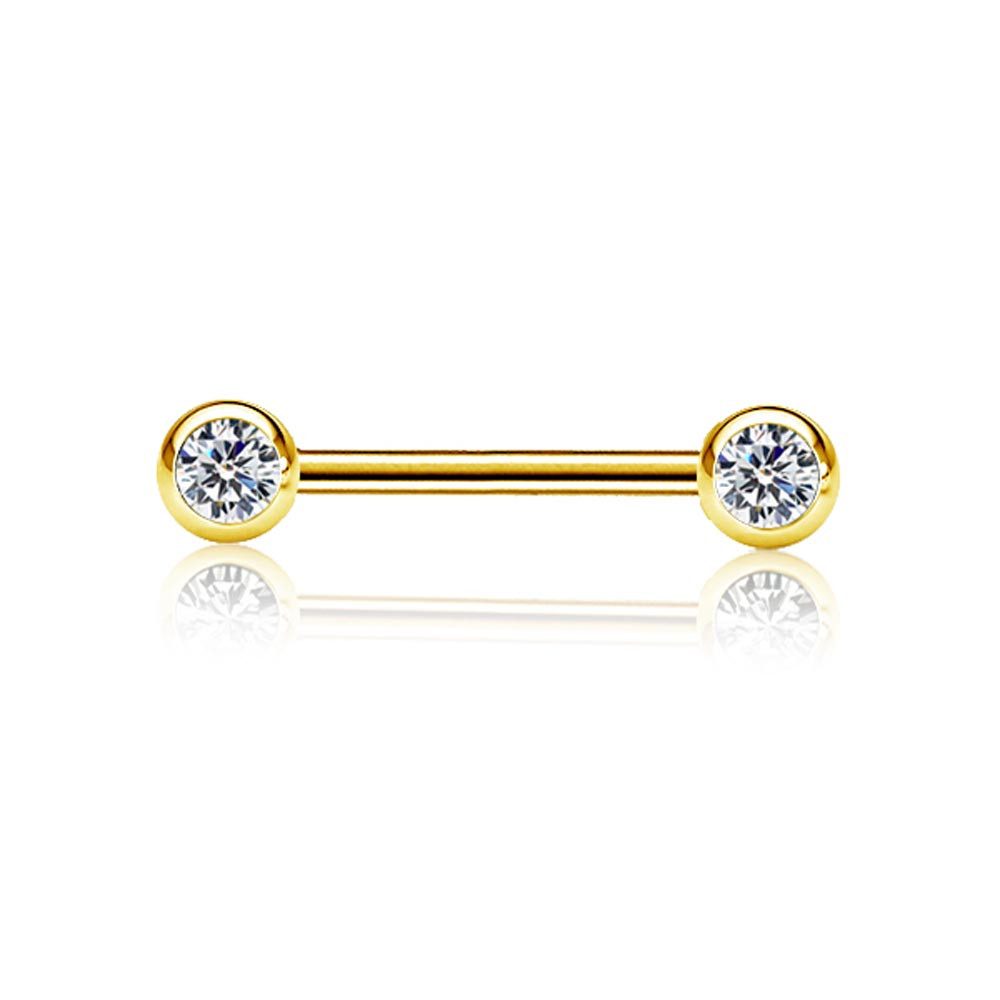 viva-adorno Brustwarzenpiercing Brustpiercing Nippelpiercing Front Kristall Kugeln Barbell Stab