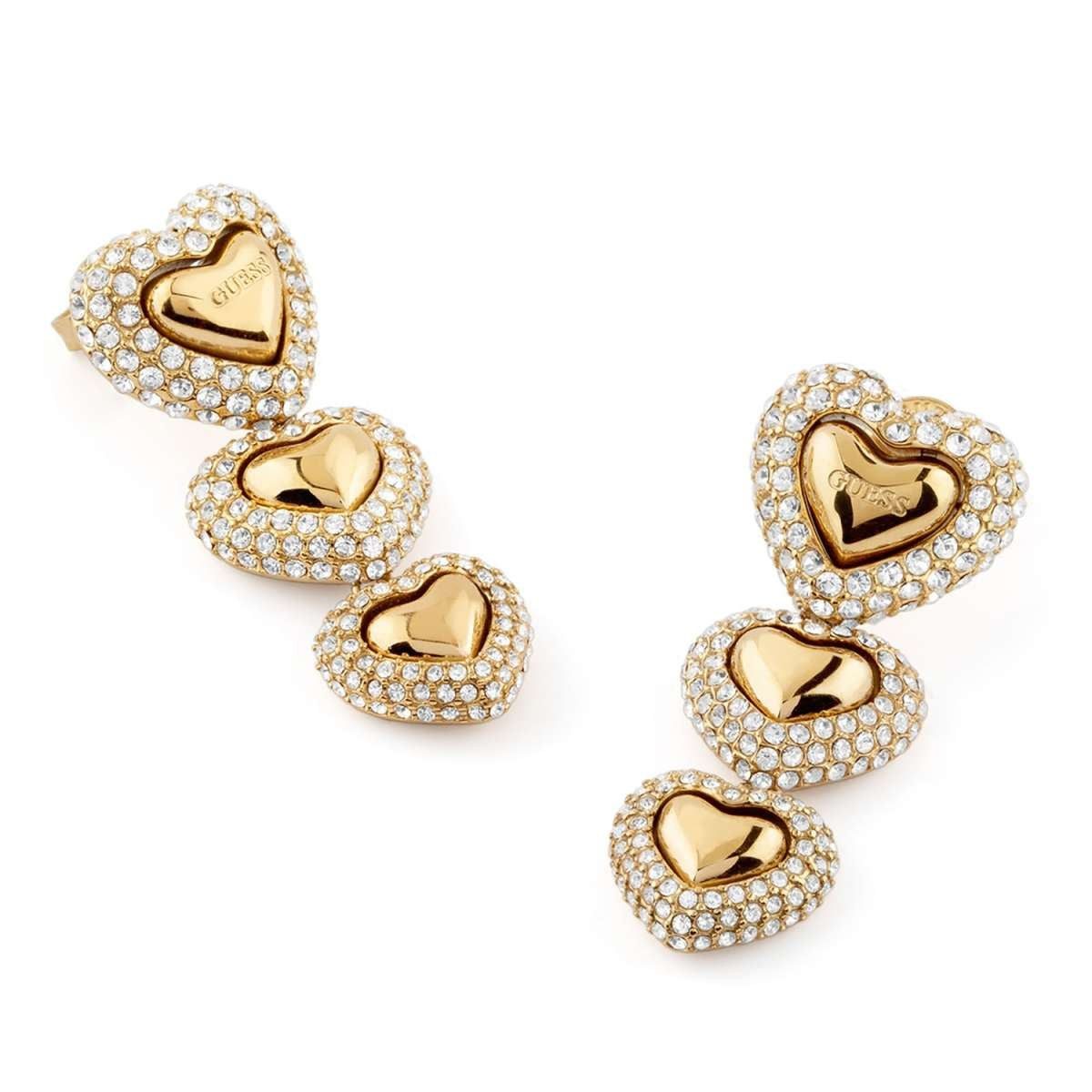 Guess Paar Ohrhänger JUBE05013JWYG, für Damen Herz Pavée Goldfarben