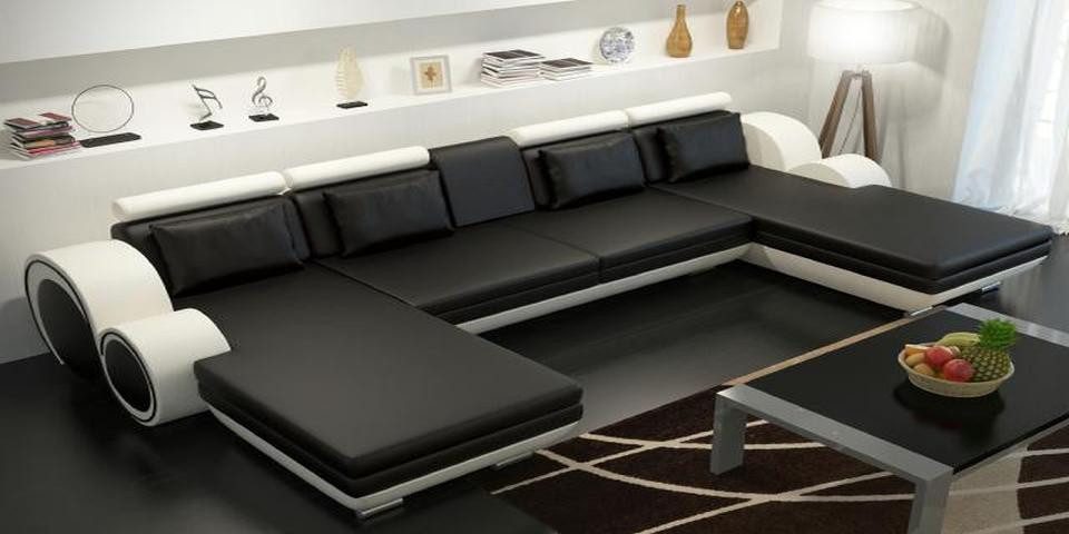 Xlmoebel Wohnlandschaft Ledersofa Berlin U-Form mit USB-Anschluss und XXL Liegefläche, Hergestellt in Europa