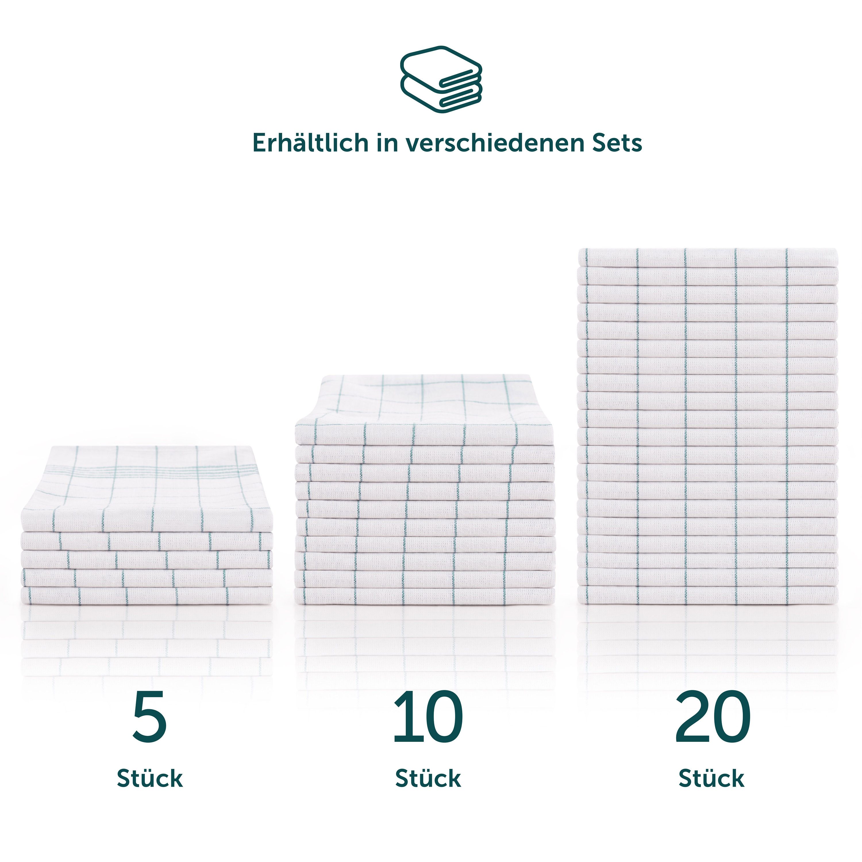 Blumtal Geschirrtuch Hochwertige im praktischen Set, (Set, 10-tlg., Set bestehend aus 5, 10 oder 20), in der Größe 50x70 cm, 100% Baumwolle – Bild 4 von 5