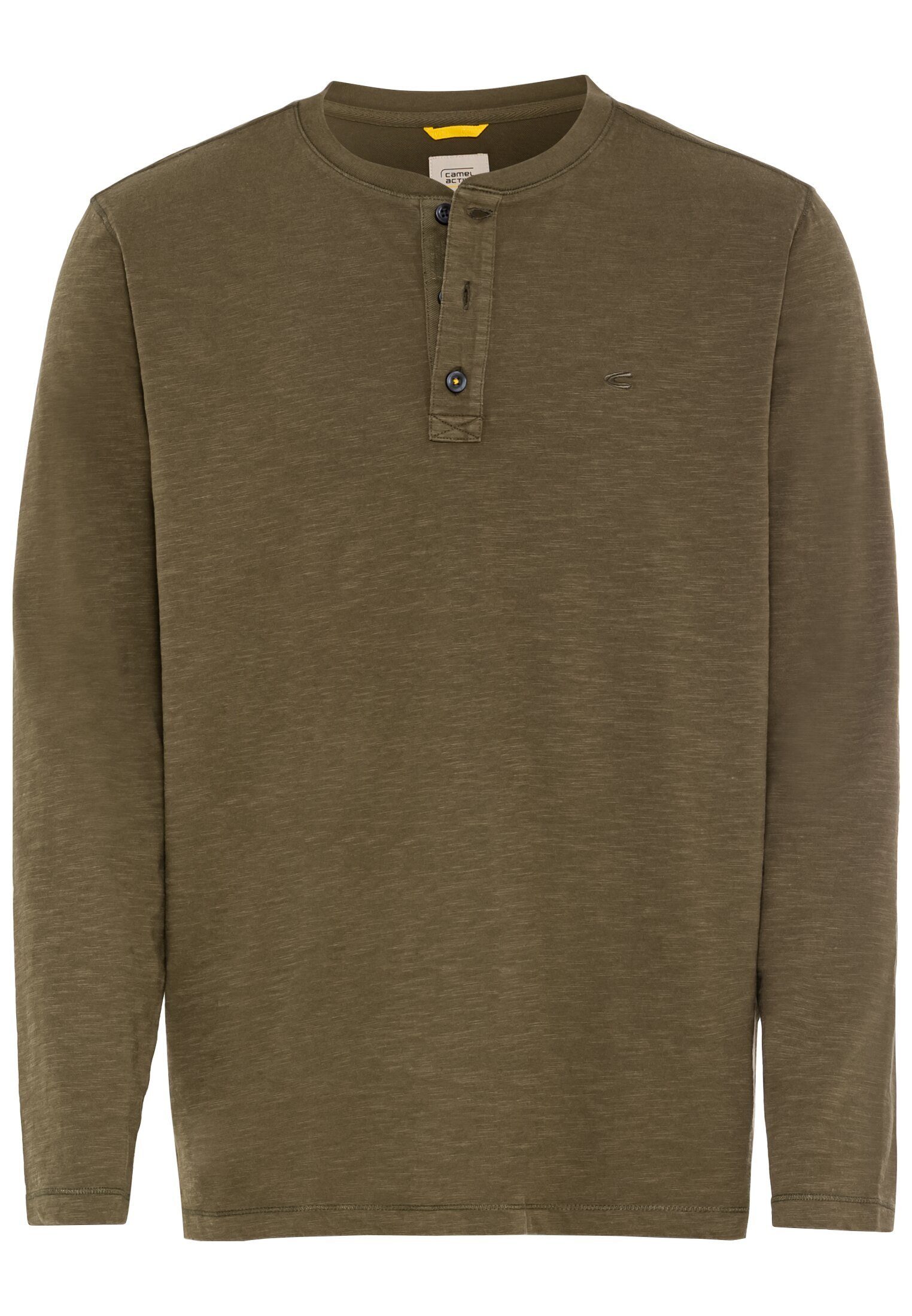 Oliv Dunkel camel Henleyshirt active