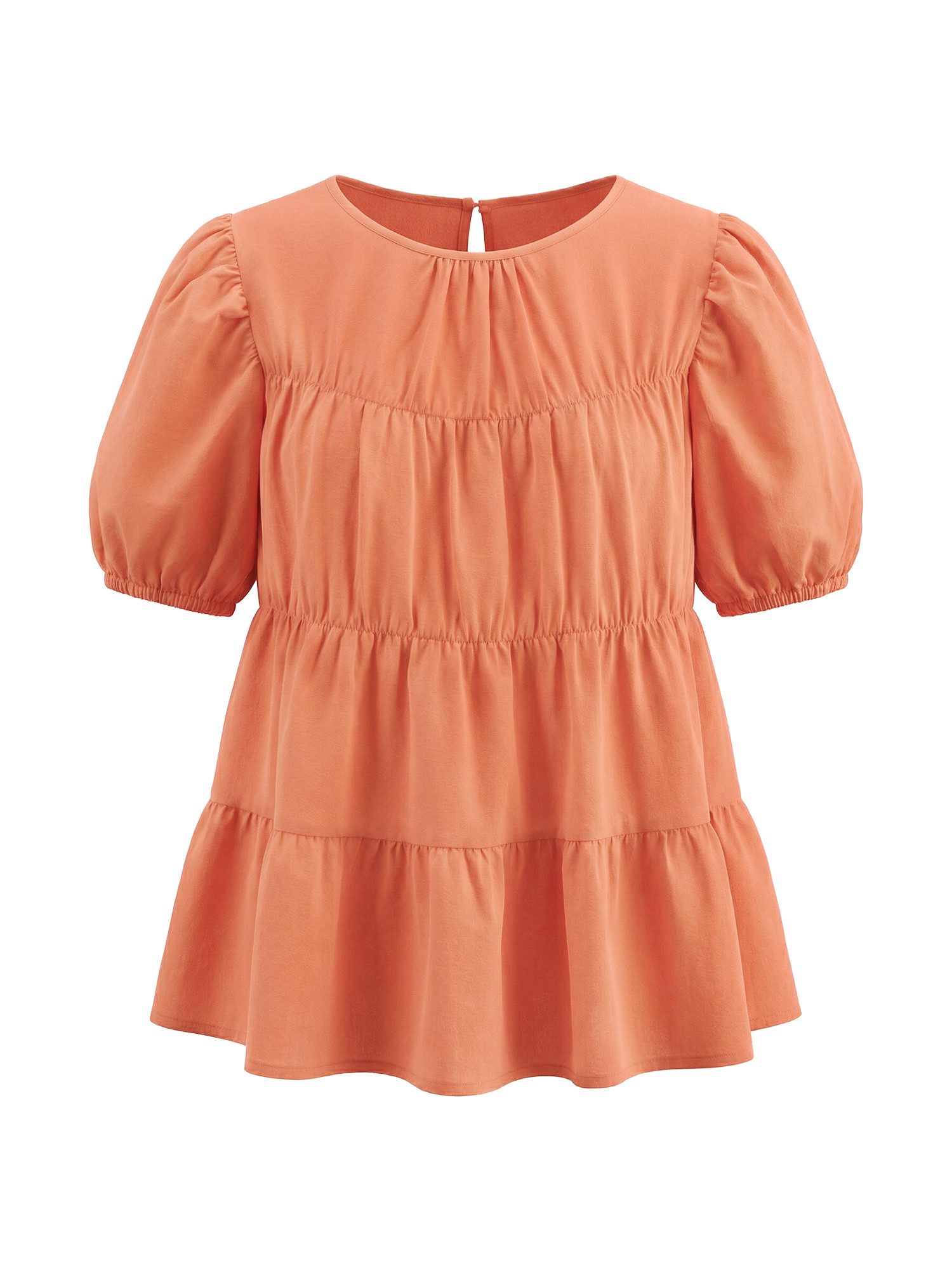T-Shirt Damen Babydoll Tops mit Puffärmeln und Schößchen