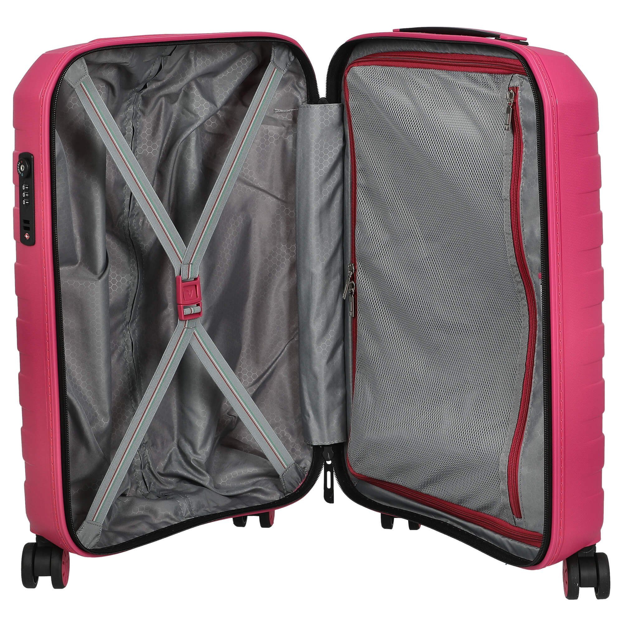 4 Rollen Handgepäck-Trolley black/magenta 55 cm, Rollen 2.0 RONCATO Kabinentrolley - Box Sport 4-Rollen