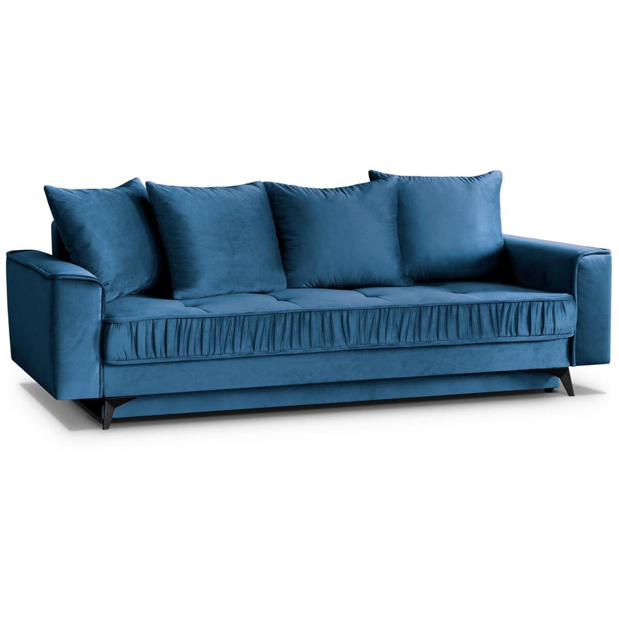 Beautysofa 3-Sitzer Schlafsofa MONACO mit Bettkasten, 195x133 cm Liegefläche, Modern Design