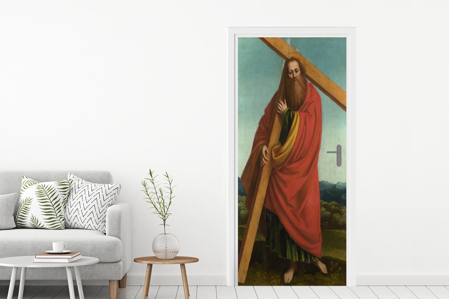 MuchoWow Türtapete Der Heilige Andreas Gemälde Ferrari, cm bedruckt, für Matt, (1 Tür, Türaufkleber, Fototapete - von St), Gaudenzio 75x205