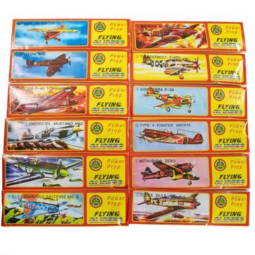 Otto Simon Spielzeug-Flugzeug Styropor Flieger Set 12 Stück mit Propeller Wurfgleiter Flugzeuge, (12-tlg), 12 unterschiedliche Modelle, mit Propeller