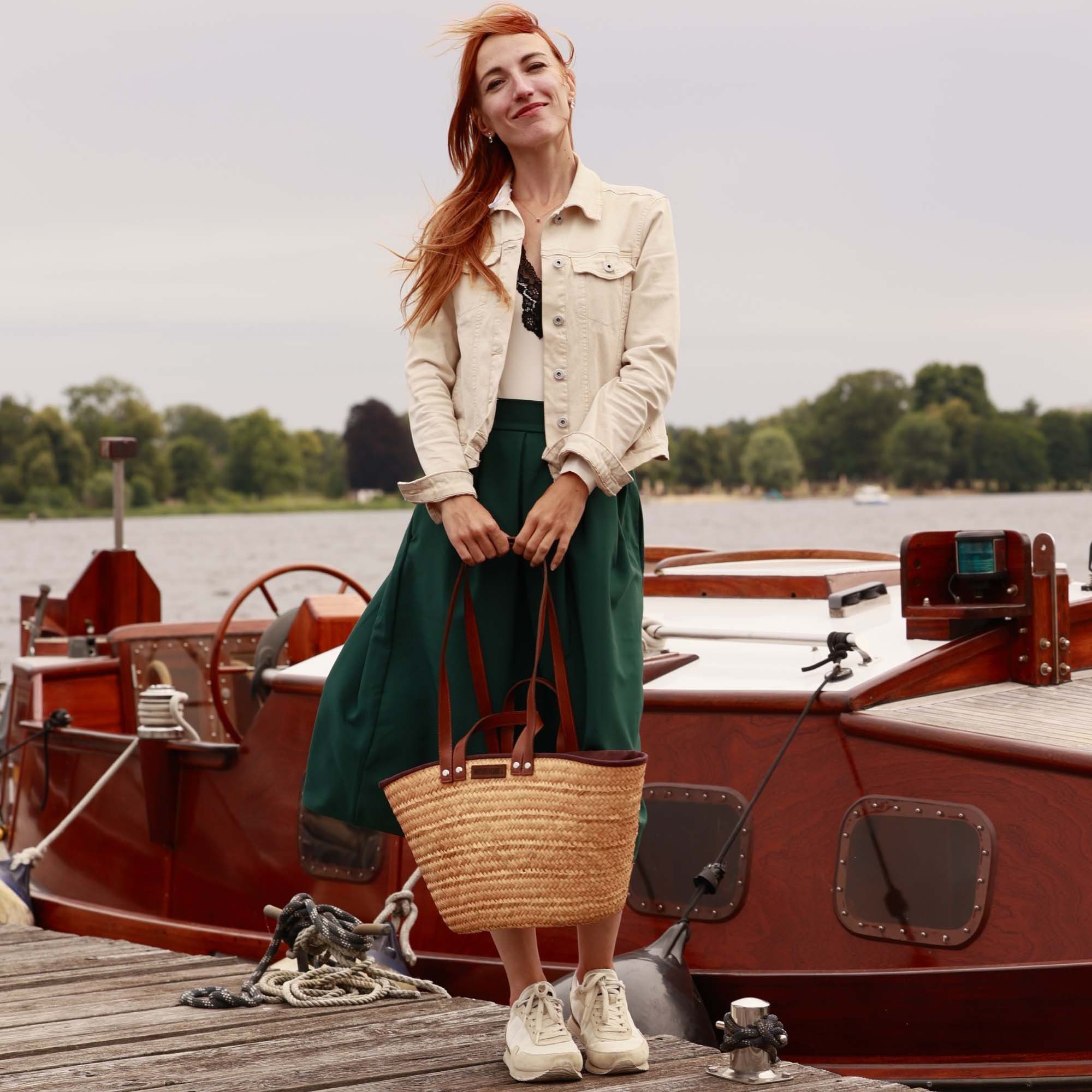 NATUREHOME Schultertasche Umhängetasche Shopper Korb Palmblatt, Handarbeit, Nachhaltig, Naturmaterial