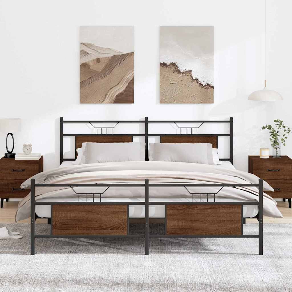 vidaXL Bett Metallbett ohne Matratze Braun günstig online kaufen
