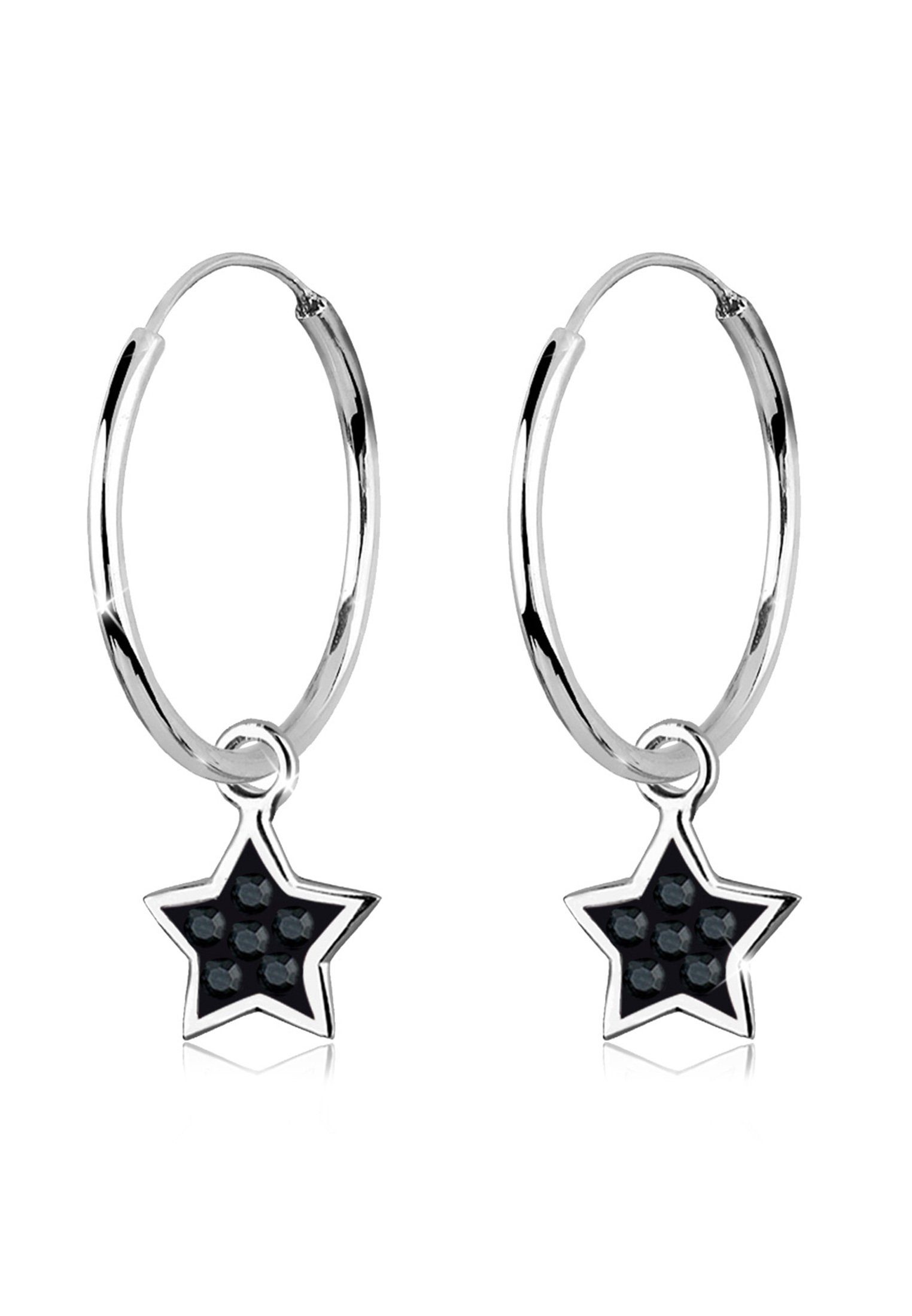 Elli Paar Creolen Creolen Stern Kristalle 925 Silber, Sterne