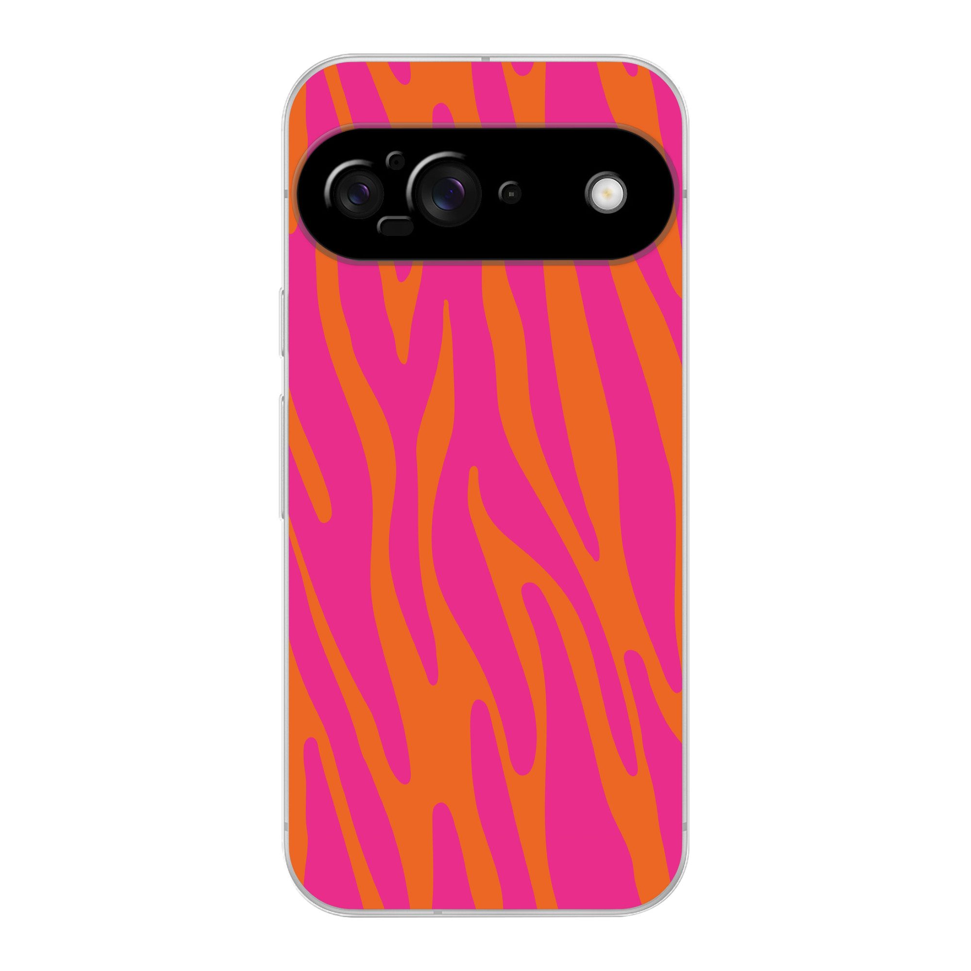 MuchoWow Handyhülle für Google Pixel 9 Zebramuster - Rosa - Orange - Tiermuster, Handy Case, Silikon, Bumper Case Dünn