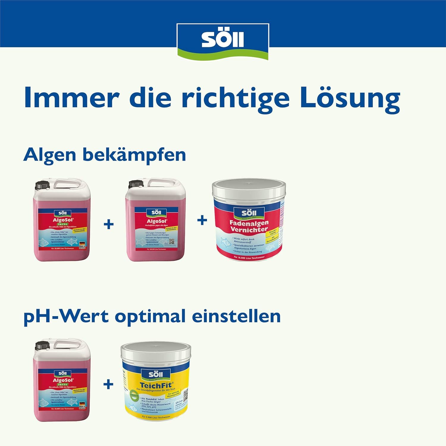 SÖLL Algenbekämpfung Söll Algenentferner 1 Liter AlgoSol® forte für 20 Qbm Teichwasser